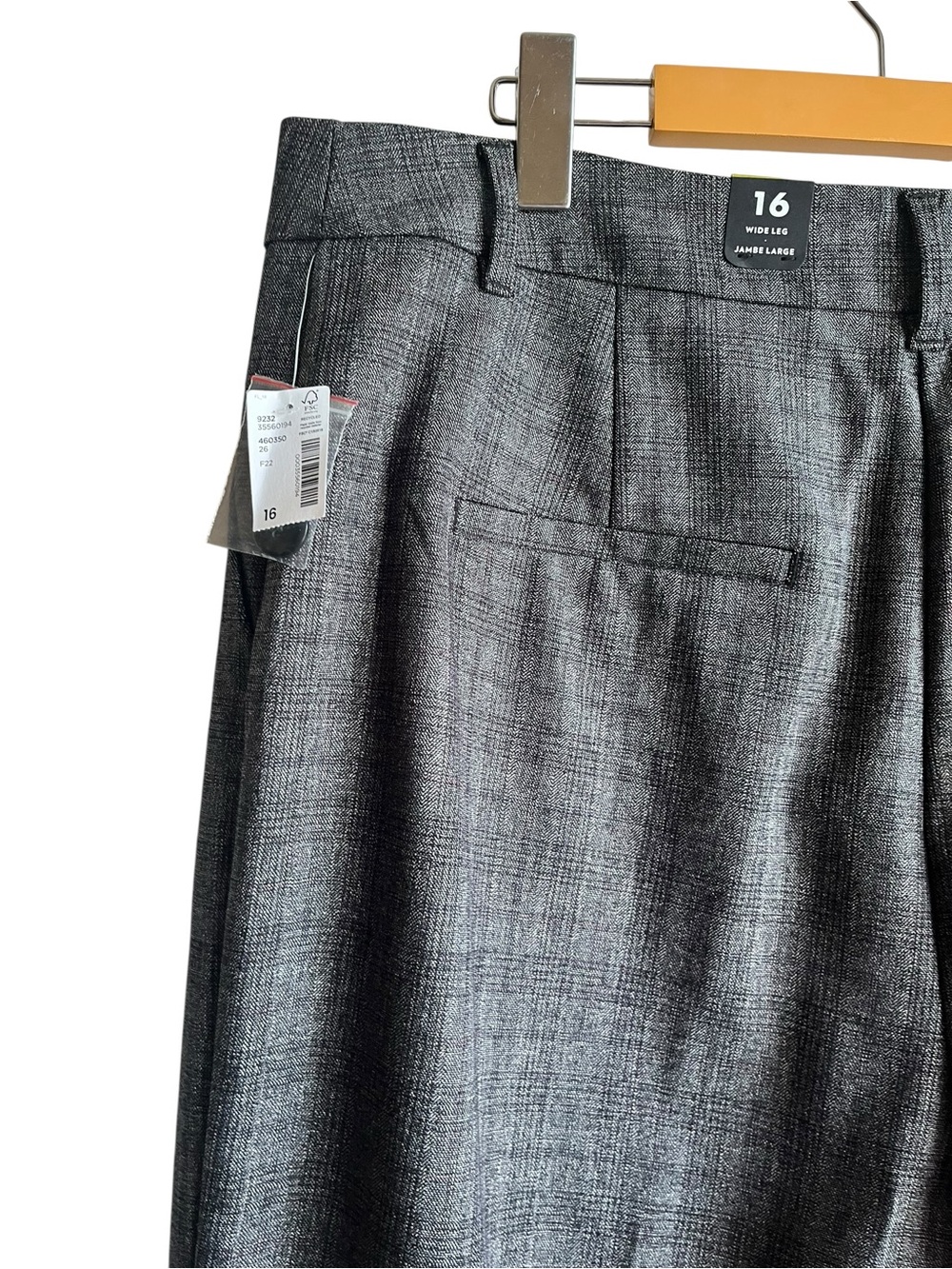 Reitmans Wide Leg Trouser Pants 16 Petite Grey Plaid NWT - Picture 10 of 16